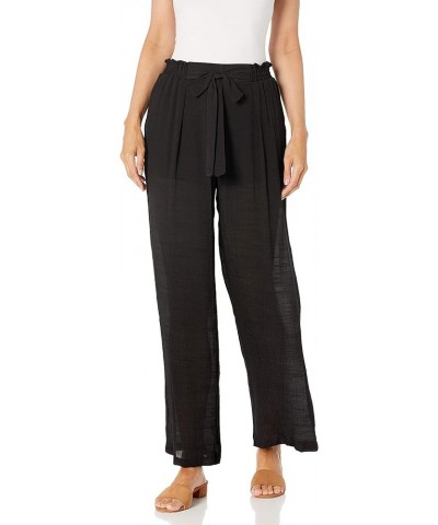 Women's Wide-Leg Paperbag Pants Black $14.66 Pants