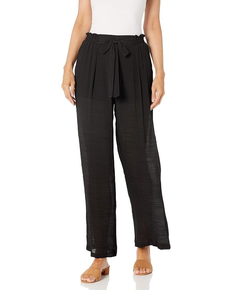 Women's Wide-Leg Paperbag Pants Black $14.66 Pants