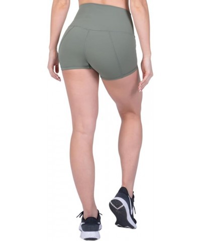 Women's High Waist Workout Shorts Yoga Shorts for Women's Tummy Control Fitness Athletic Running Gym Leaf Green $6.50 Activewear