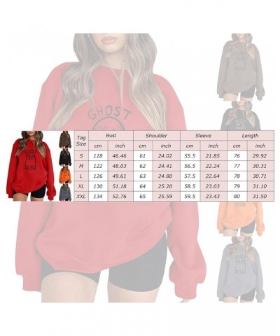 Ghost Malone Sweatshirt for Women Halloween Spooky Pullover Graphic Blouse Long Sleeve Tee Tops Red-c $13.51 Hoodies & Sweats...