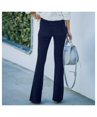 Slim Fit Corduroy Flare Pants for Ladies Skinny Casual Pants Fashion Wear to Work Comfy Leggings Pants with Pockets 1navy $4....