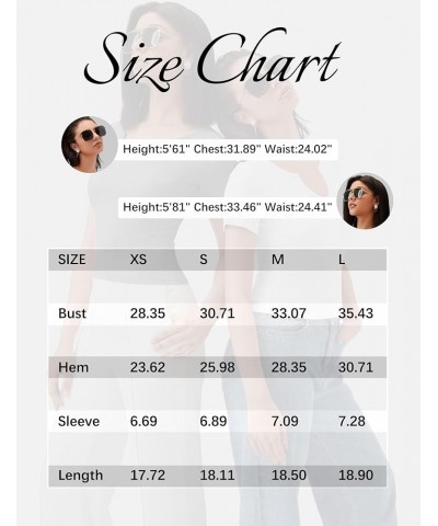 Women Ribbed Short Sleeve Shirts Scoop Neck Slim Fitted Basic Tees Tops Summer Trendy White $12.04 T-Shirts