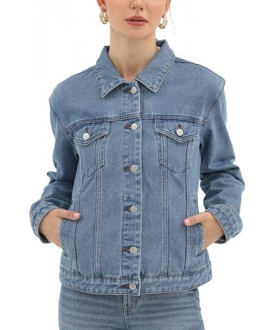 Denim Jacket for Women Button Up Long Sleeve with Pockets (Available in Inner Pockets) Light Blue $22.02 Jackets