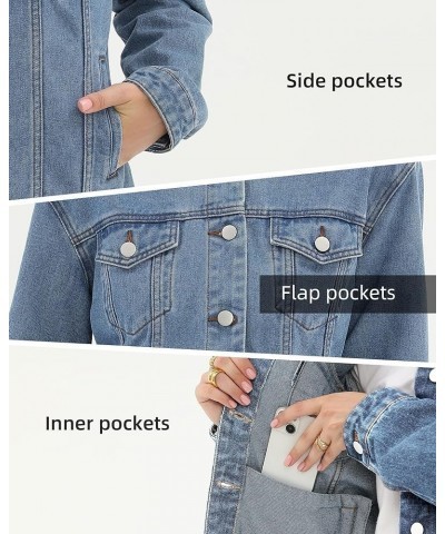 Denim Jacket for Women Button Up Long Sleeve with Pockets (Available in Inner Pockets) Light Blue $22.02 Jackets