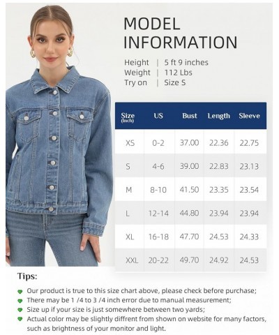 Denim Jacket for Women Button Up Long Sleeve with Pockets (Available in Inner Pockets) Light Blue $22.02 Jackets