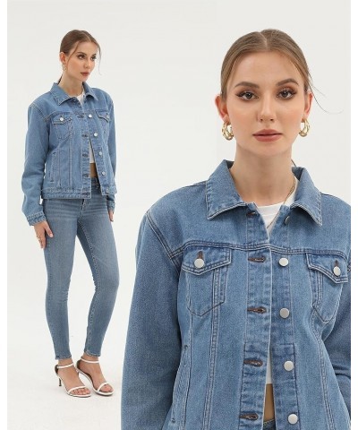 Denim Jacket for Women Button Up Long Sleeve with Pockets (Available in Inner Pockets) Light Blue $22.02 Jackets