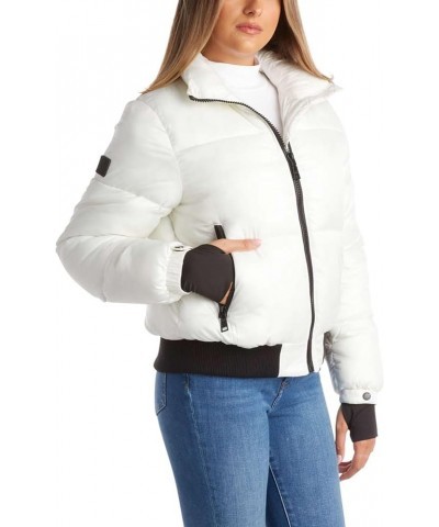 Womens Winter Jacket - Insulated Quilted Moto Puffer Jacket- Heavyweight Outerwear Bomber Jacket for Women, S-XL White $29.38...