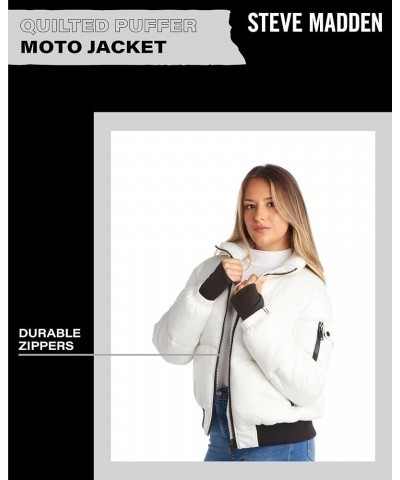 Womens Winter Jacket - Insulated Quilted Moto Puffer Jacket- Heavyweight Outerwear Bomber Jacket for Women, S-XL White $29.38...