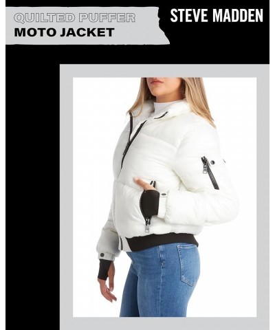 Womens Winter Jacket - Insulated Quilted Moto Puffer Jacket- Heavyweight Outerwear Bomber Jacket for Women, S-XL White $29.38...