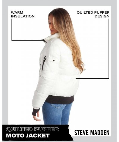 Womens Winter Jacket - Insulated Quilted Moto Puffer Jacket- Heavyweight Outerwear Bomber Jacket for Women, S-XL White $29.38...