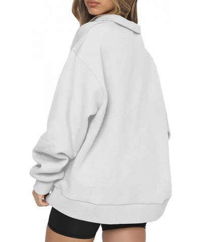 Women's Casual Sweatshirts 1/4 Zipper Long Sleeve Fall Top Oversized Pullover Tunics Teen Girls Fall Y2K Clothes White $12.17...