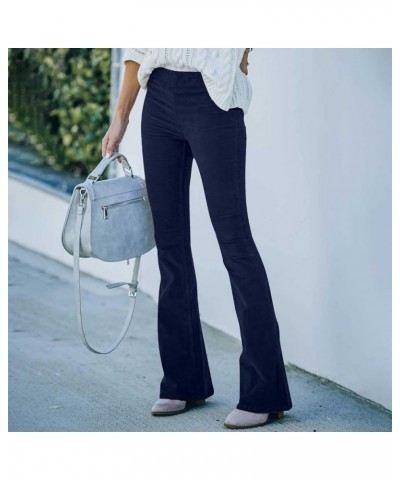 Slim Fit Corduroy Flare Pants for Ladies Skinny Casual Pants Fashion Wear to Work Comfy Leggings Pants with Pockets 1navy $4....