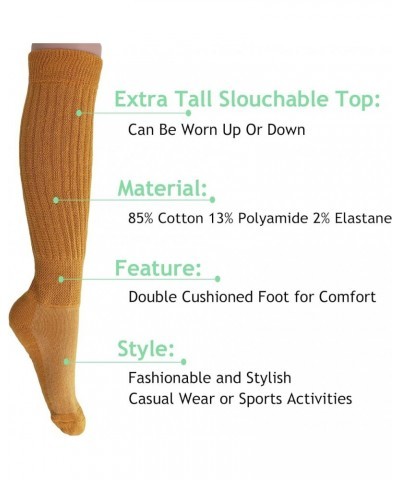 2 Pairs Slouch Socks for Women Knee High Cotton Socks Shoe Size 5 to 10 Golden Rod $9.62 Activewear