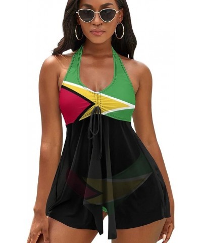 Bikini Guyana Flag Bathing Suit Women's Swimwear Split Skirt Suit Tummy Control Swimsuits XXL X-Large Style-4 $26.77 Swimsuits