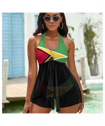 Bikini Guyana Flag Bathing Suit Women's Swimwear Split Skirt Suit Tummy Control Swimsuits XXL X-Large Style-4 $26.77 Swimsuits