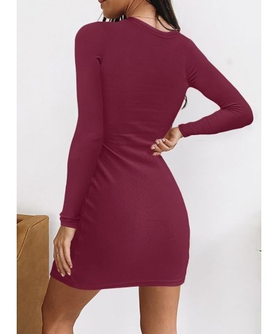 Womens Ribbed Scoop Neck Sleeveless Tank Dresses Basic Bodycon Mini Dress H Wine Red $16.80 Dresses