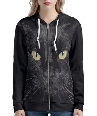 Women's Zip Up Hoodies Hoodie Casual Long Sleeve Sweatshirts Lightweight Zip Up with Pocket Hoodie Women Black Cat $19.68 Hoo...