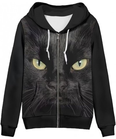 Women's Zip Up Hoodies Hoodie Casual Long Sleeve Sweatshirts Lightweight Zip Up with Pocket Hoodie Women Black Cat $19.68 Hoo...