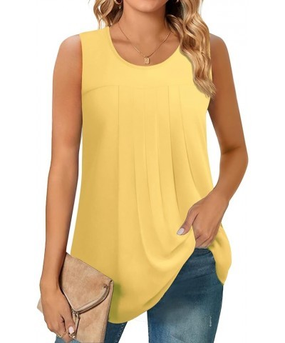 Women's Summer Sleeveless Chiffon Tank Tops Blouses Casual Double Layers Flowy Tunic Shirts 2023 Yellow $10.00 Tops