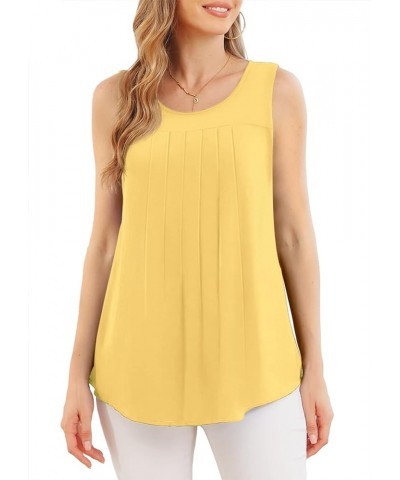 Women's Summer Sleeveless Chiffon Tank Tops Blouses Casual Double Layers Flowy Tunic Shirts 2023 Yellow $10.00 Tops