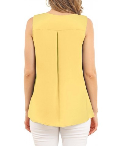 Women's Summer Sleeveless Chiffon Tank Tops Blouses Casual Double Layers Flowy Tunic Shirts 2023 Yellow $10.00 Tops