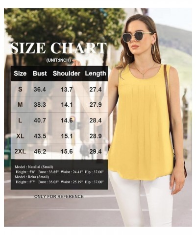 Women's Summer Sleeveless Chiffon Tank Tops Blouses Casual Double Layers Flowy Tunic Shirts 2023 Yellow $10.00 Tops