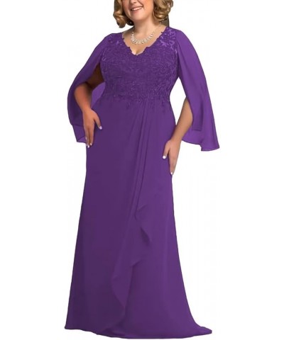 Plus Size Mother of The Bride Dress for Wedding Lace Wedding Guest Dress for Women Chiffon Formal Evening Dress Purple $34.08...