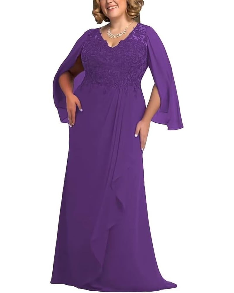 Plus Size Mother of The Bride Dress for Wedding Lace Wedding Guest Dress for Women Chiffon Formal Evening Dress Purple $34.08...