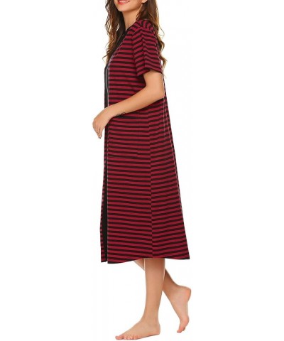 Women's Zipper Front Long Housedress Black&red $19.74 Sleep & Lounge