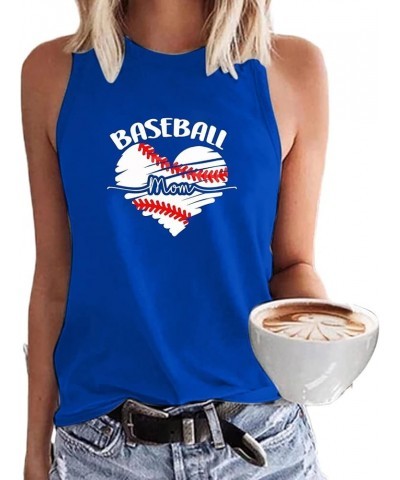 Softball Mom Shirt Women Funny Game Day T Shirts Cute Cheer Mama Graphic Print Tank Tops Loose Casual Workout Tees Blue2 $11....