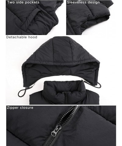 Black Puffer Vest Women Zip Up Lightweight Sleeveless Winter Outerwear Vests with Hood Black $21.14 Vests