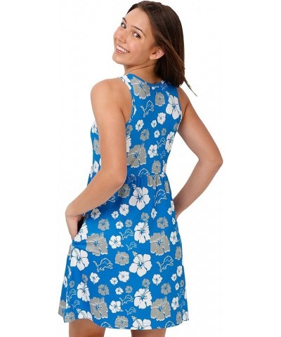 Women's NFL Team Logo Ladies Fashion Floral Sundress Detroit Lions Team Color $21.59 T-Shirts