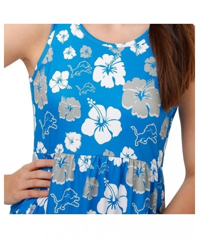 Women's NFL Team Logo Ladies Fashion Floral Sundress Detroit Lions Team Color $21.59 T-Shirts