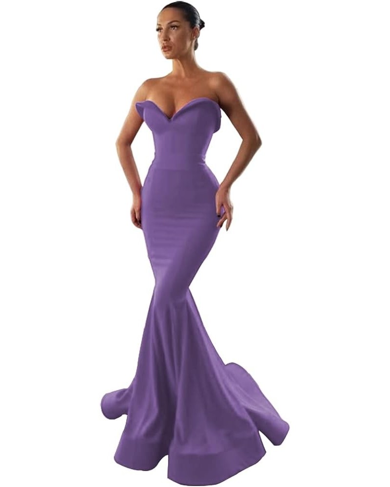 Women's Mermaid Strapless Long Prom Dresses Open Back Sweetheart Evening Gowns Taro Purple $41.33 Dresses