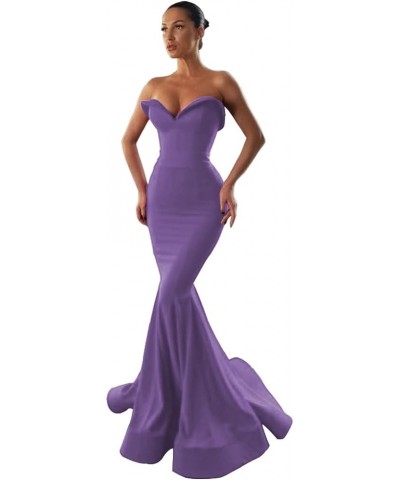 Women's Mermaid Strapless Long Prom Dresses Open Back Sweetheart Evening Gowns Taro Purple $41.33 Dresses