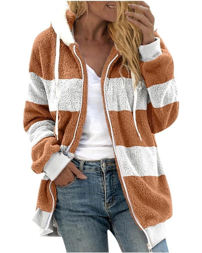 Womens Long Coat Sherpa Jacket for Women Winter Long Sleeve Full Zip Hoodies Oversized Fuzzy Fleece Teddy Coats 03-brown $18....