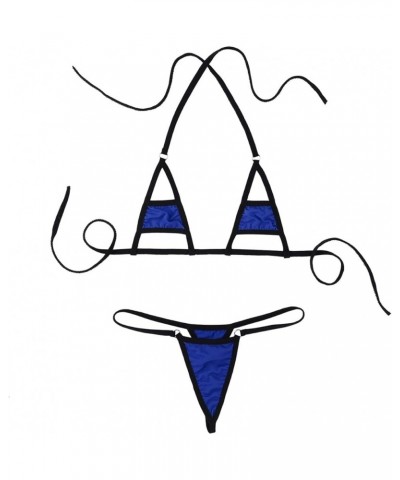 Women's Micro Bikinis Set Halter Bra Tops with G-String Thong Extreme Swimsuit Bathing Suit Royal_blue $10.28 Swimsuits