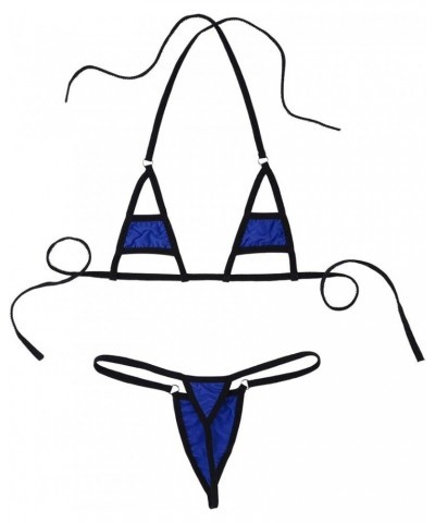 Women's Micro Bikinis Set Halter Bra Tops with G-String Thong Extreme Swimsuit Bathing Suit Royal_blue $10.28 Swimsuits