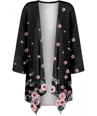 Long Cardigans for Women,Flowy Handkerchief Hem Open Front Cardigan Tops Oversized Long Sleeve Jackets Elegant Coats B-black ...