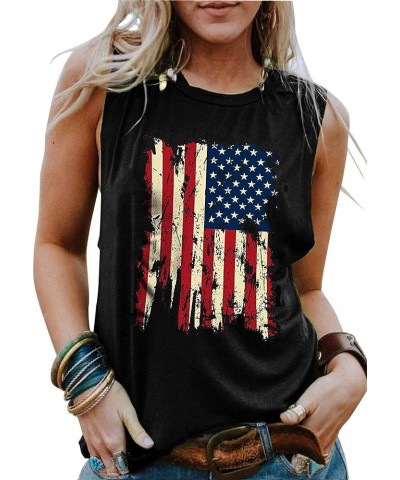 American Flag Tank Tops Women Patriotic Shirt USA Flag Stars Stripes Print Sleeveless T-Shirt 4th of July Tee Tops Black $11....