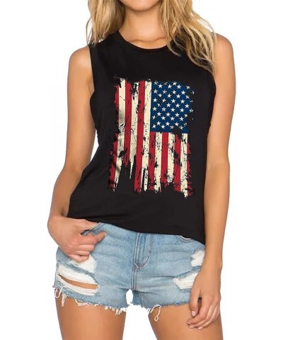 American Flag Tank Tops Women Patriotic Shirt USA Flag Stars Stripes Print Sleeveless T-Shirt 4th of July Tee Tops Black $11....