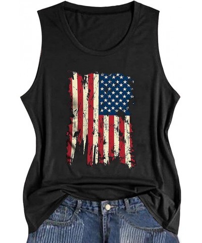 American Flag Tank Tops Women Patriotic Shirt USA Flag Stars Stripes Print Sleeveless T-Shirt 4th of July Tee Tops Black $11....