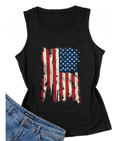 American Flag Tank Tops Women Patriotic Shirt USA Flag Stars Stripes Print Sleeveless T-Shirt 4th of July Tee Tops Black $11....