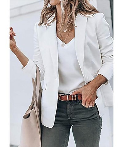 Women's Casual Solid Color Blazer Lapel Work Office Suit Long Sleeve Open Front Comfy Blazers White $13.95 Blazers