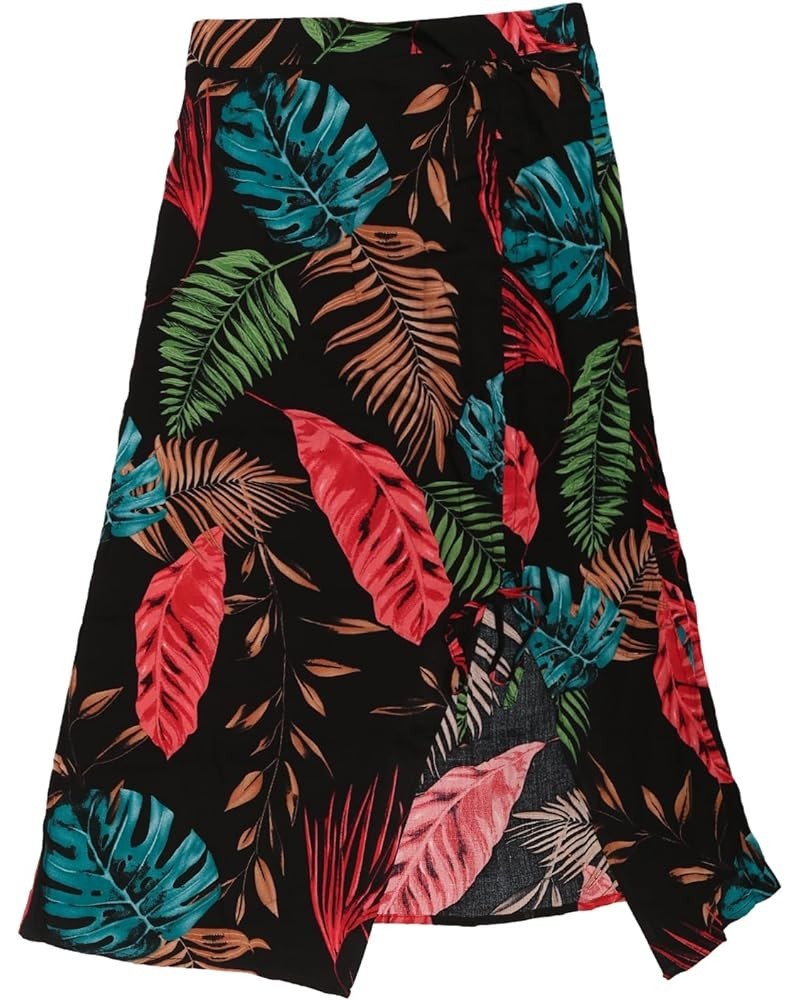 Women's Hawaiian Skirts 2024 Summer Beach Ruched Front Tropical Skirt with Slit Blacks $14.85 Skirts