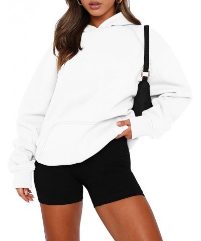 Women Long Sleeve Sweatshirt Kangaroo Pocket Solid Basic Top A-white $12.18 Hoodies & Sweatshirts