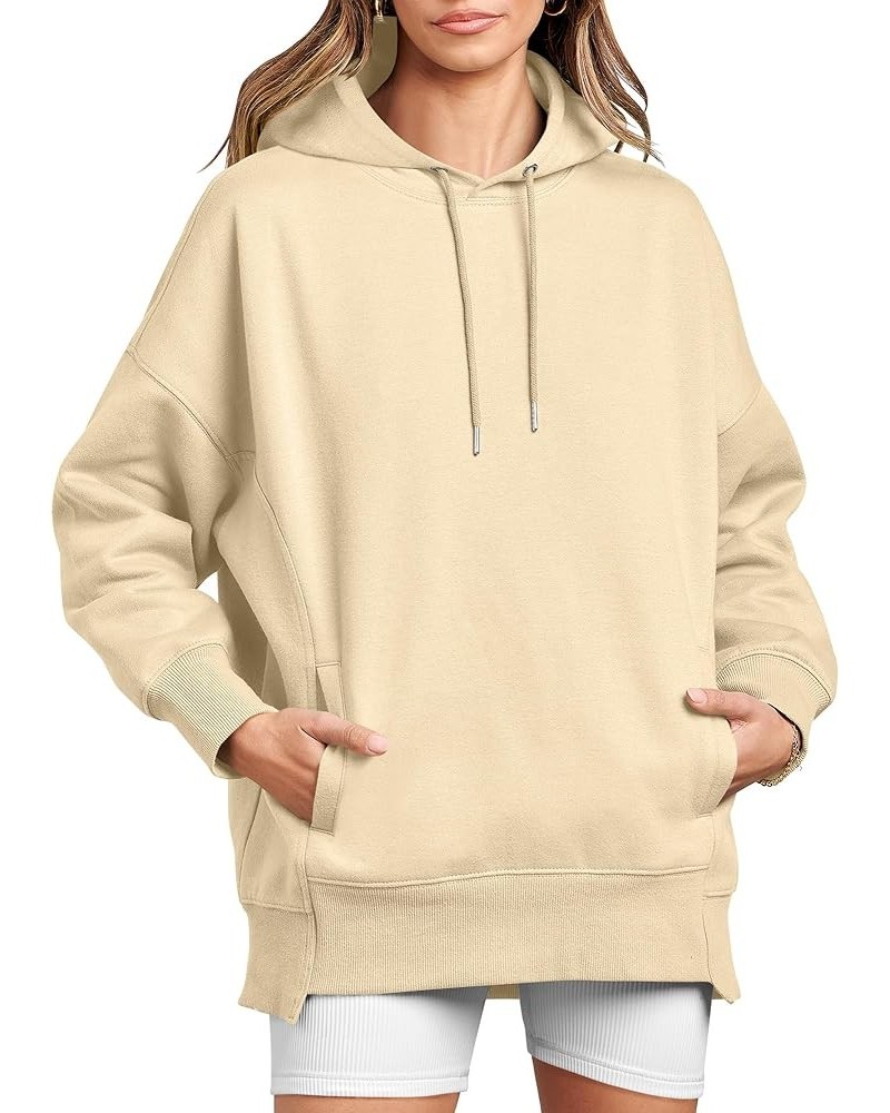 Women's Oversized Hoodies Fleece Casual Drop Shoulder Athletic Sweatshirts Long Sleeve Pullover 2023 Trendy Top Apricot $19.2...