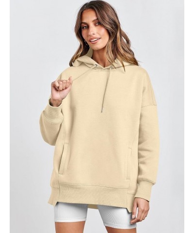 Women's Oversized Hoodies Fleece Casual Drop Shoulder Athletic Sweatshirts Long Sleeve Pullover 2023 Trendy Top Apricot $19.2...