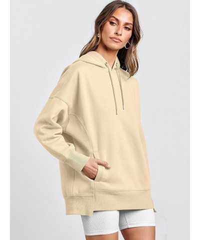 Women's Oversized Hoodies Fleece Casual Drop Shoulder Athletic Sweatshirts Long Sleeve Pullover 2023 Trendy Top Apricot $19.2...