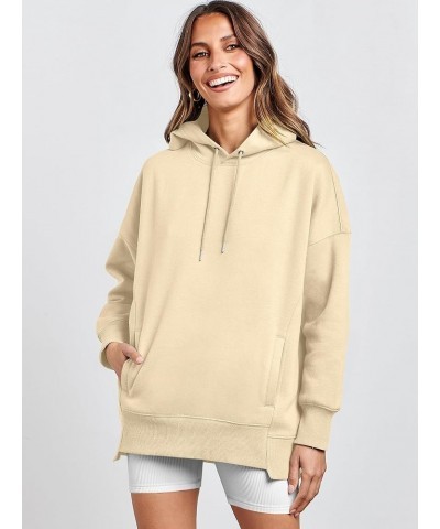 Women's Oversized Hoodies Fleece Casual Drop Shoulder Athletic Sweatshirts Long Sleeve Pullover 2023 Trendy Top Apricot $19.2...